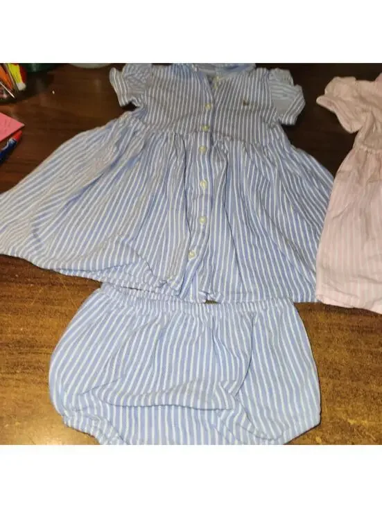 Lot of 2 NEW Polo Raloh Lauren 18 Month Old Girl Summer Dresses w/ Match Shorts - Picture 9 of 12